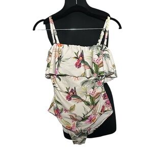 Kona Sol Floral One-Piece Swimsuit Size M